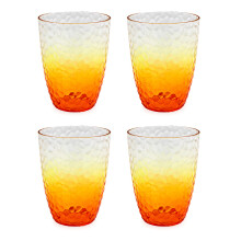 Pack of 4 Orange Ombre Embossed Plastic Tumbler | Reusable Picnic Drinking Glass