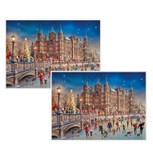 Pack of 2 Schwerin Castle - Christmas Advent Calendar Greetings Card & Envelope