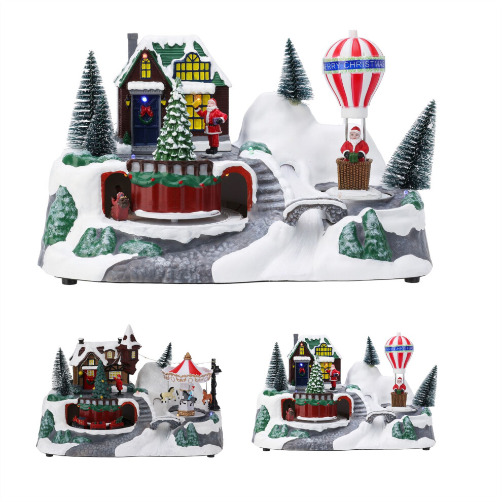 Carousel -Up Christmas Village Scene | Illuminated Led Ornament With Movement Light