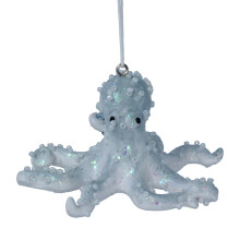 Pale Blue Octopus Christmas Bauble | Resin Sea Creature Tree Ornament - 9cm