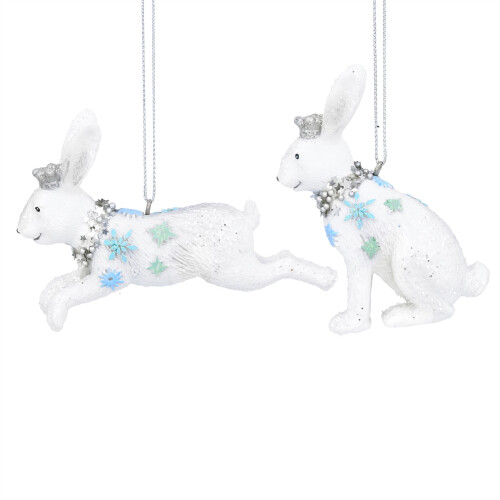 Carousel White Hare Christmas Tree Bauble | Resin Rabbit Christmas Tree Ornament - 10cm 1