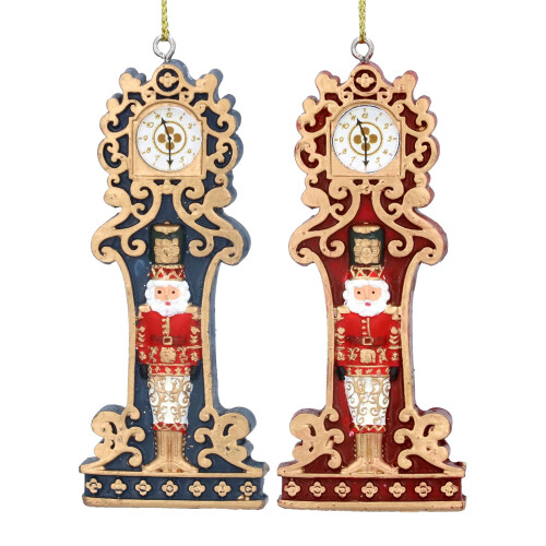 Carousel Clock with Nutcracker Christmas Bauble | Resin Christmas Tree Ornament - 9cm 1