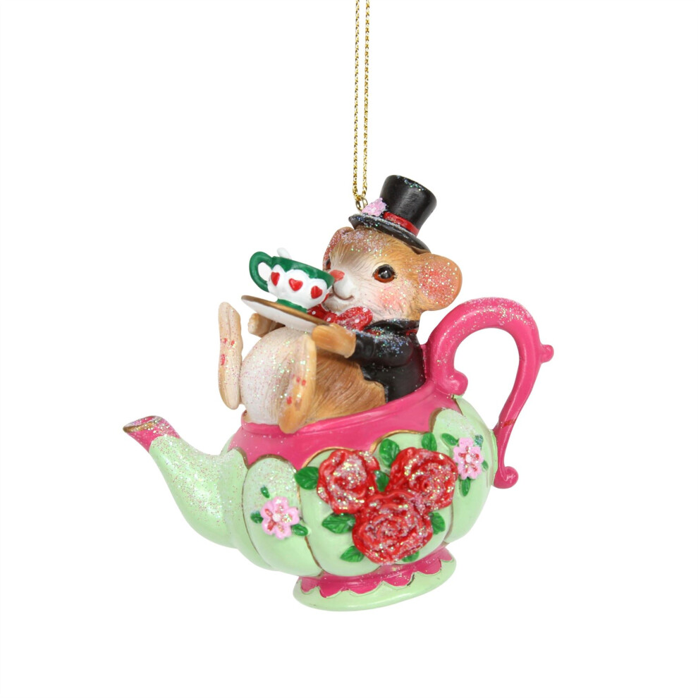 Carousel Dormouse Christmas Bauble | Alice In Wonderland Christmas Tree Ornament - 8Cm