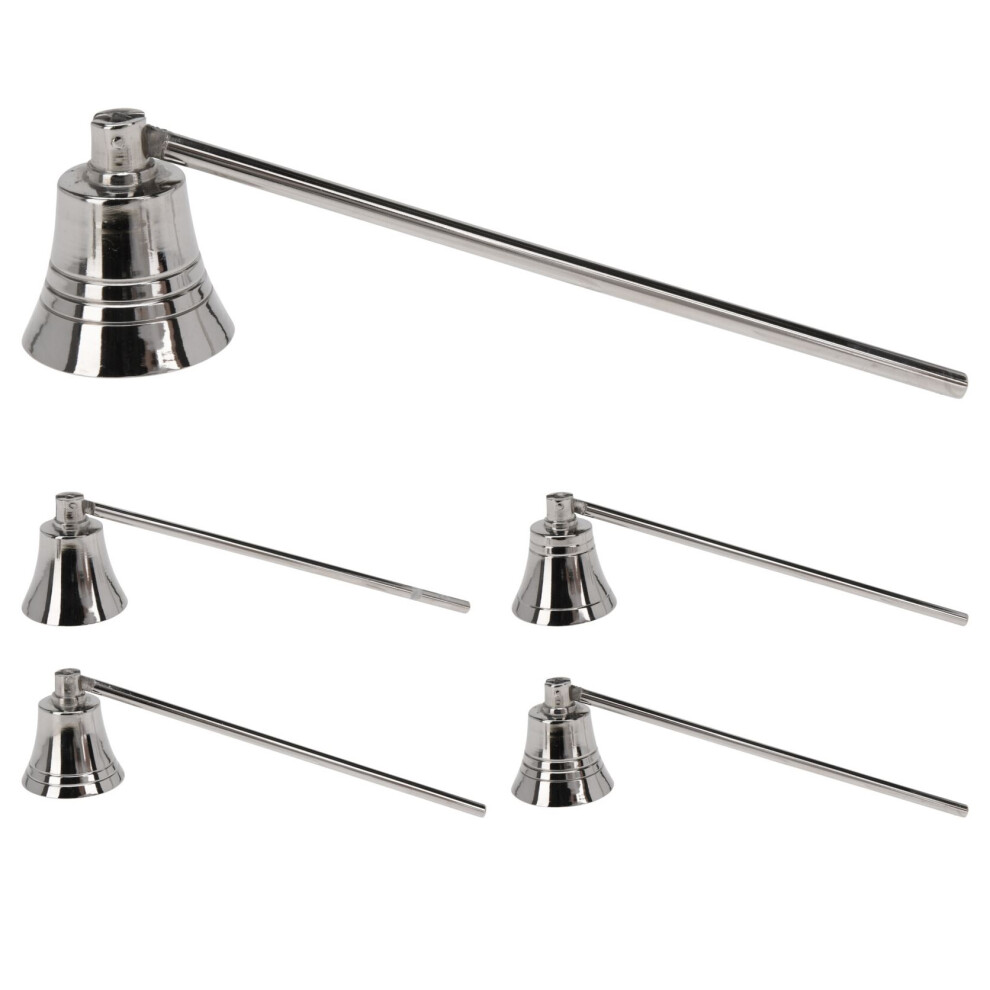 Carousel Silver Metal Bell Candle Snuffer | Long Handle Candle Wick Extinguisher - 20Cm