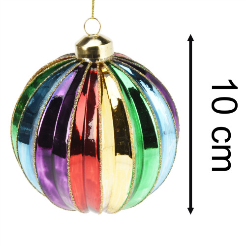 Carousel Large Rainbow Christmas Bauble | Multicoloured Christmas Tree Ornament - 10cm 2