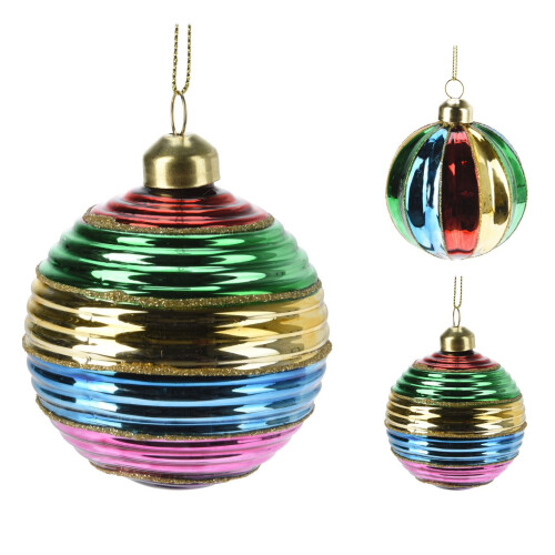 Carousel Multicoloured Rainbow Christmas Bauble | Christmas Tree Hanging Ornament - 8cm