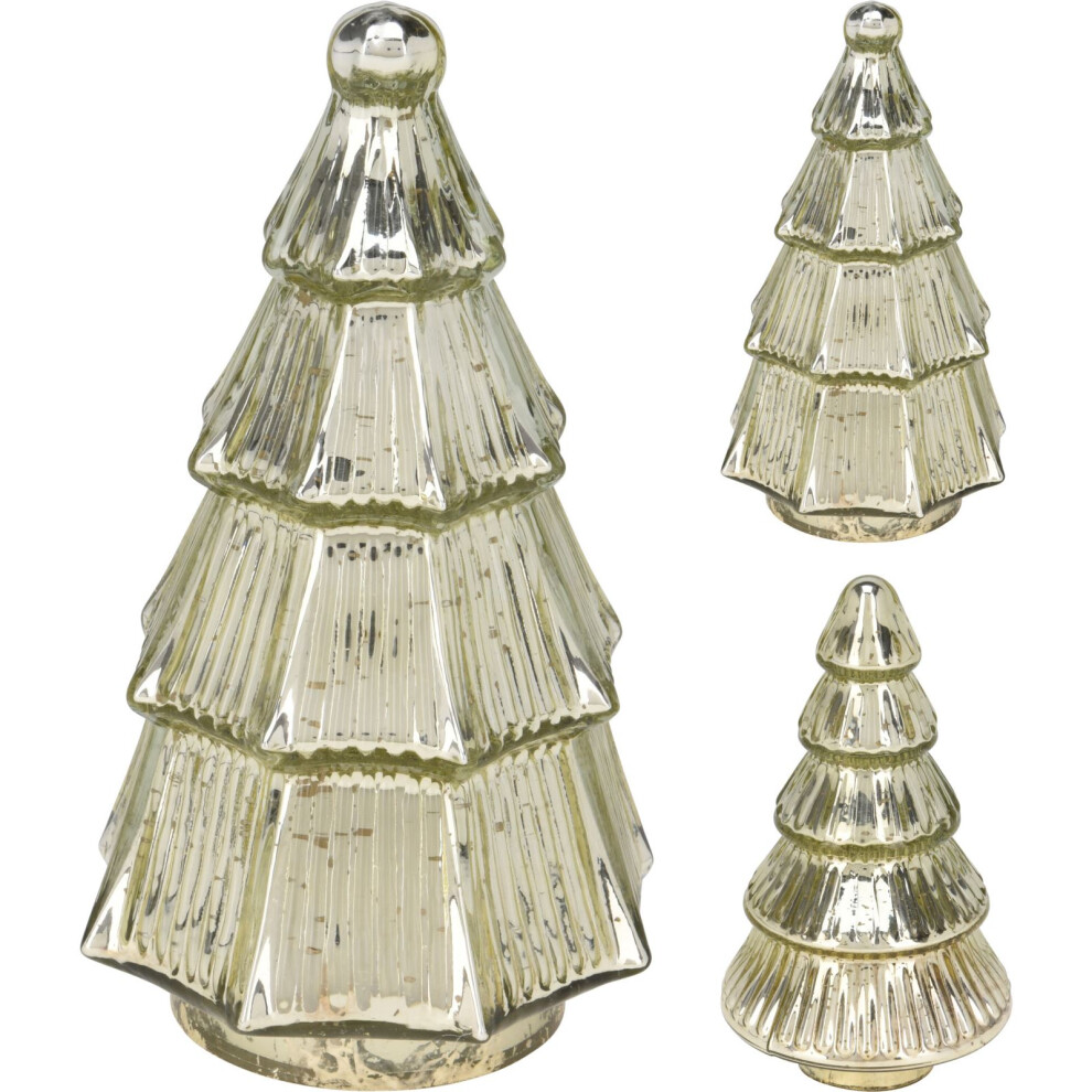 Carousel Glass Christmas Tree | Freestanding Mottled Tree Ornament - 20Cm Gold