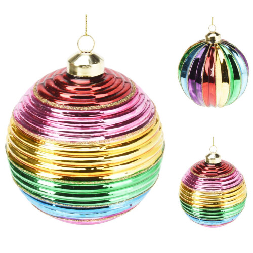 Carousel Large Rainbow Christmas Bauble | Multicoloured Christmas Tree Ornament - 10cm