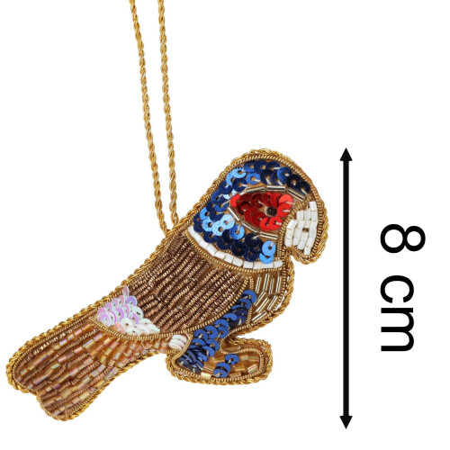 Carousel Christmas Tree Beaded Parrot Bauble | Christmas Tree Hanging Ornament - 10cm 2