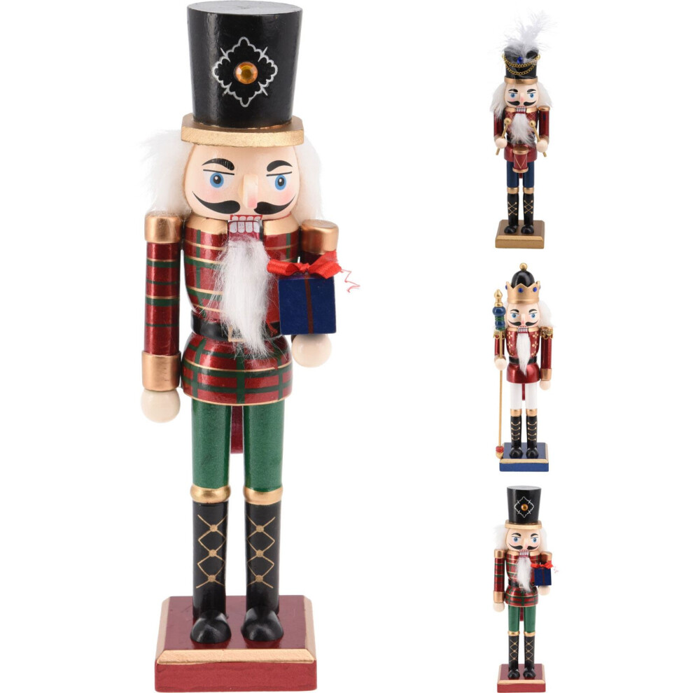 Carousel Traditional Christmas Nutcracker Soldier Wooden Figure With Moveable Parts 38Cm