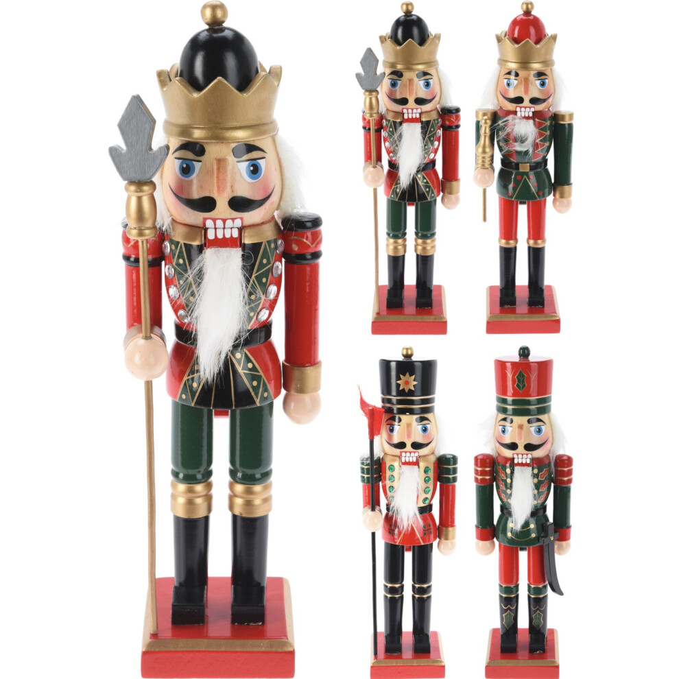 Carousel Traditional Wooden Christmas Nutcracker Soldier Figure With Moveable Parts 25Cm