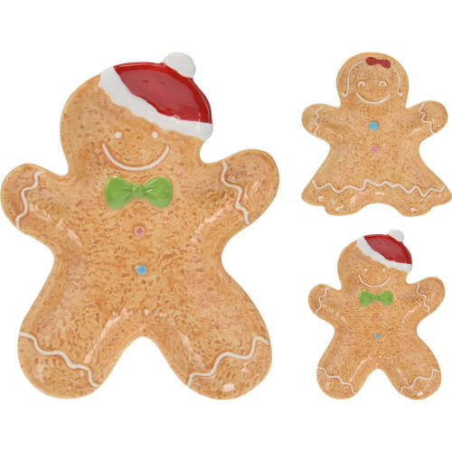 Carousel Medium Ceramic Gingerbread Cookie Snack Bowl | Festive Christmas Dish - 24cm