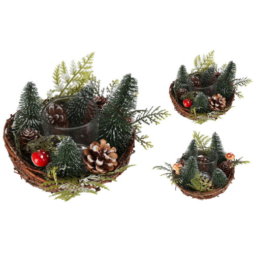 Carousel Christmas Tree Tealight Candle Holder | Pinecone & Toadstool Centrepiece - 12cm