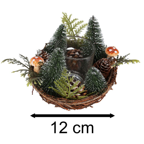 Carousel Christmas Tree Tealight Candle Holder | Pinecone & Toadstool Centrepiece - 12cm 2