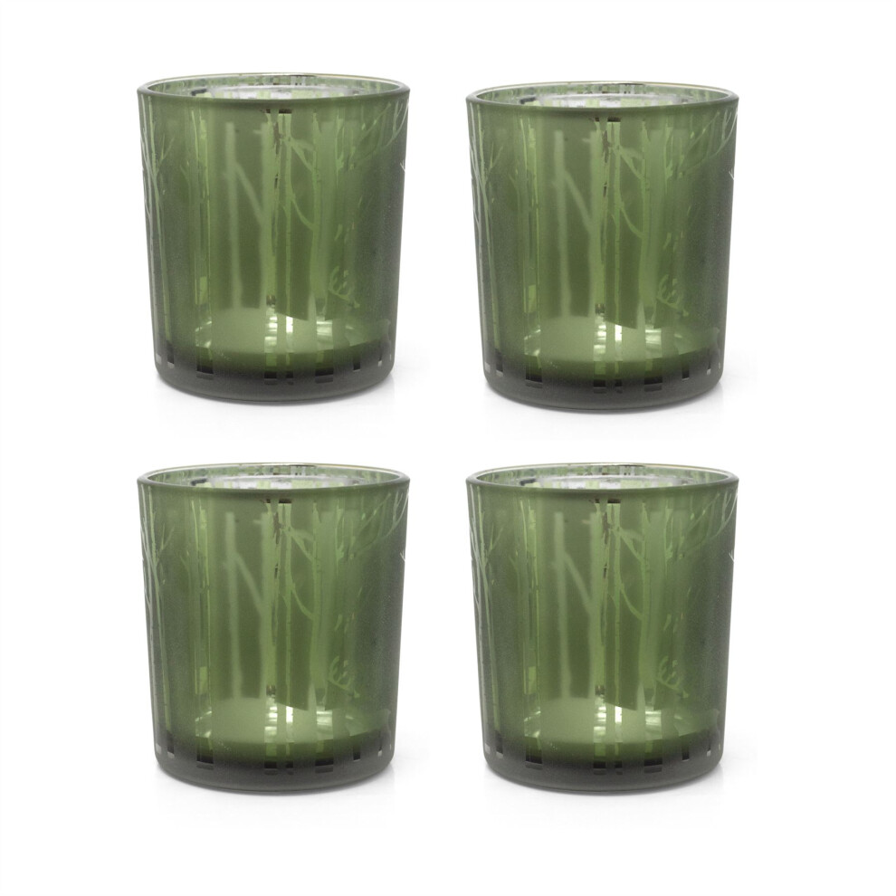 Pack of 4 Woodland Deer Christmas Tealight Holders | Glass Candle Holders - 8cm