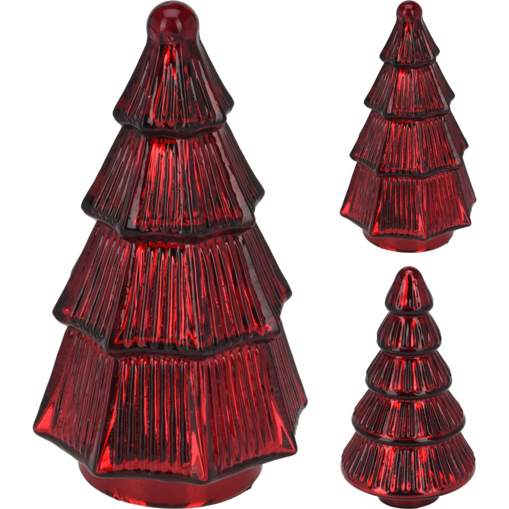 Carousel Red Glass Christmas Tree | Freestanding Mottled Gold Tree Ornament - 20Cm Red,Gold