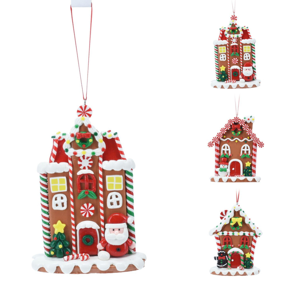 Carousel Gingerbread House Christmas Bauble | Candy Cane House Tree Ornament - 11Cm