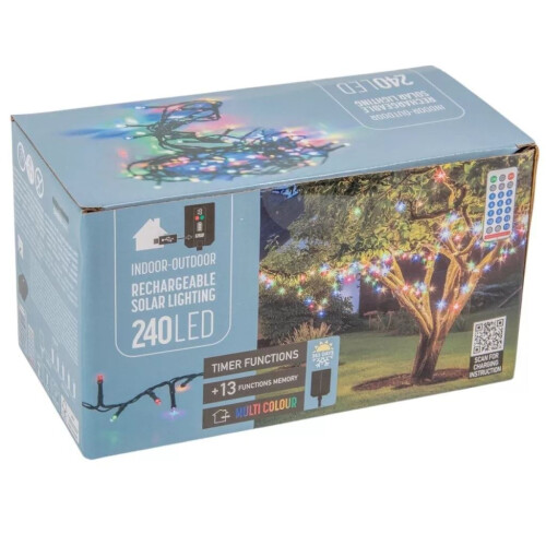 Carousel 240 Multi LED Outdoor Solar Fairy Lights with 13 Modes, Timer & Remote Control