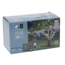 560 Cool White LED Outdoor Solar Fairy Lights with 13 Modes, Timer & Remote Control