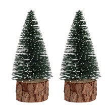 Pack of 2 Snowy Mini Bottle Brush Christmas Tree | Snow-Flocked Pine Tree 15cm