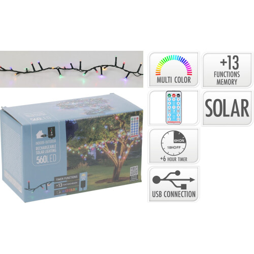 Carousel 560 Multi LED Outdoor Solar Fairy Lights with 13 Modes, Timer & Remote Control 1