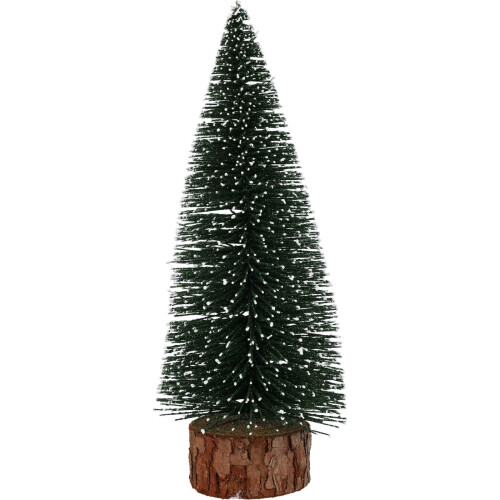 Carousel Medium Snowy Green Bottle Brush Christmas Tree | Snow-Flocked Pine Tree - 25cm