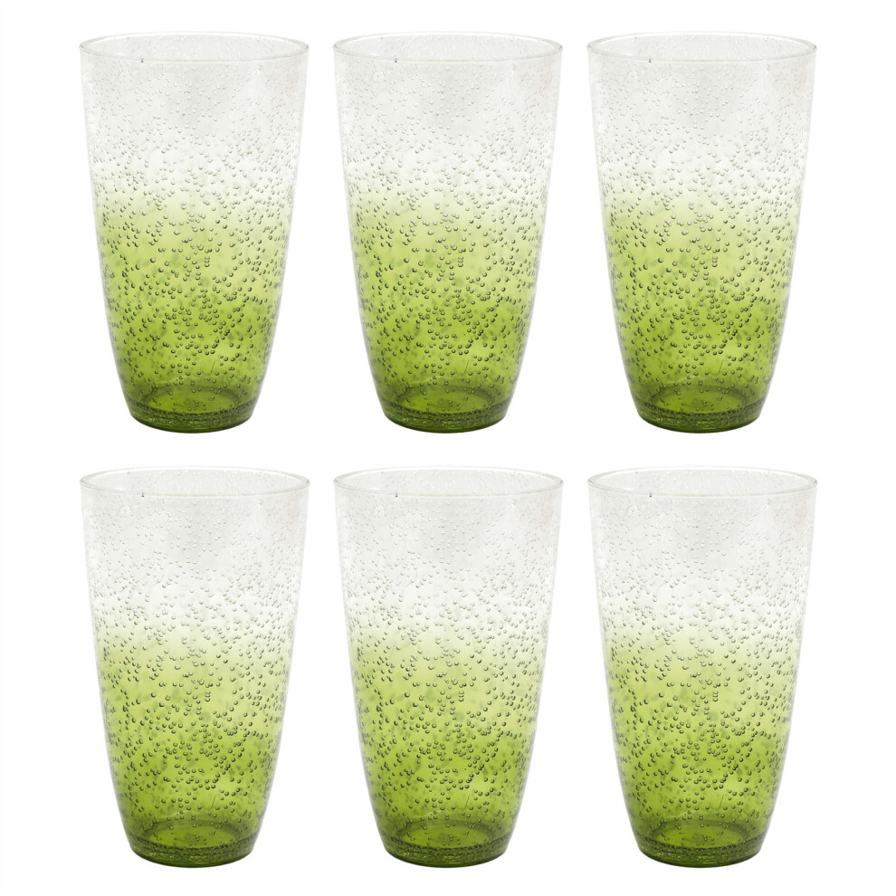 Carousel Pack Of 6 Large Green Bubbles Plastic Tumbler | Outdoor Picnic Drinking Glass