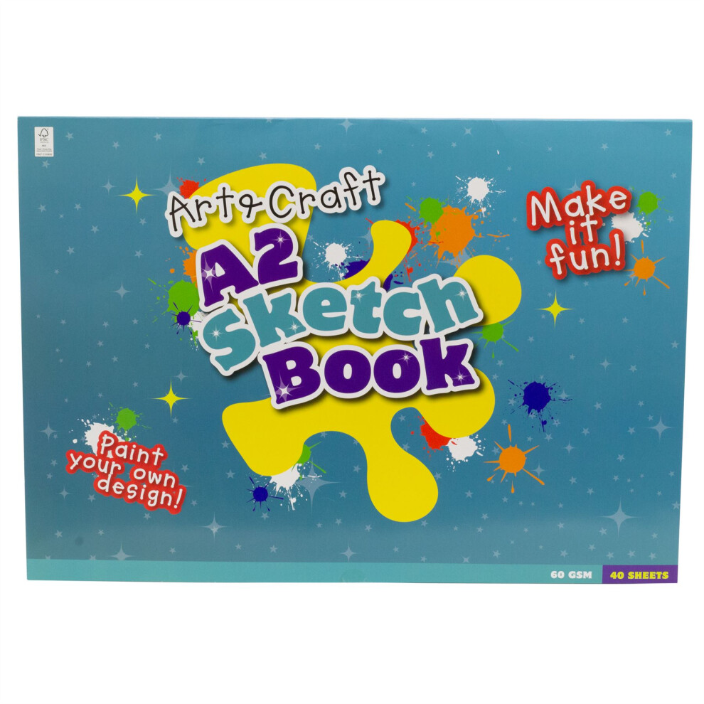 Kids A2 Art & Craft Sketchbook 40 Sheets | White Paper Extra Large Drawing Pad