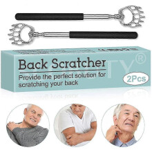 Back Scratchers,stainless Steel,bear Claw 4 Section Retractable Handle , Can Be Used At Any Time To Eliminate Itching In The Back (2 Pcs)