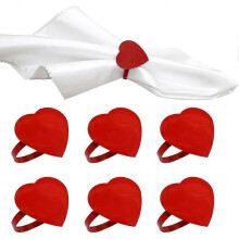 6 Pcs Heart Napkin Rings Heart Napkin Ring Valentine's Day Mother's Day Heart Napkin Holder Dining Table Decorations