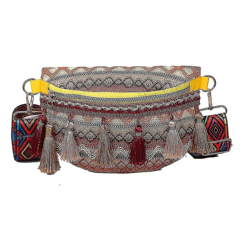 Casual Hand Woven Hobo Crossbody Ethnic Straw Bags Tassel Women Messenger Bags