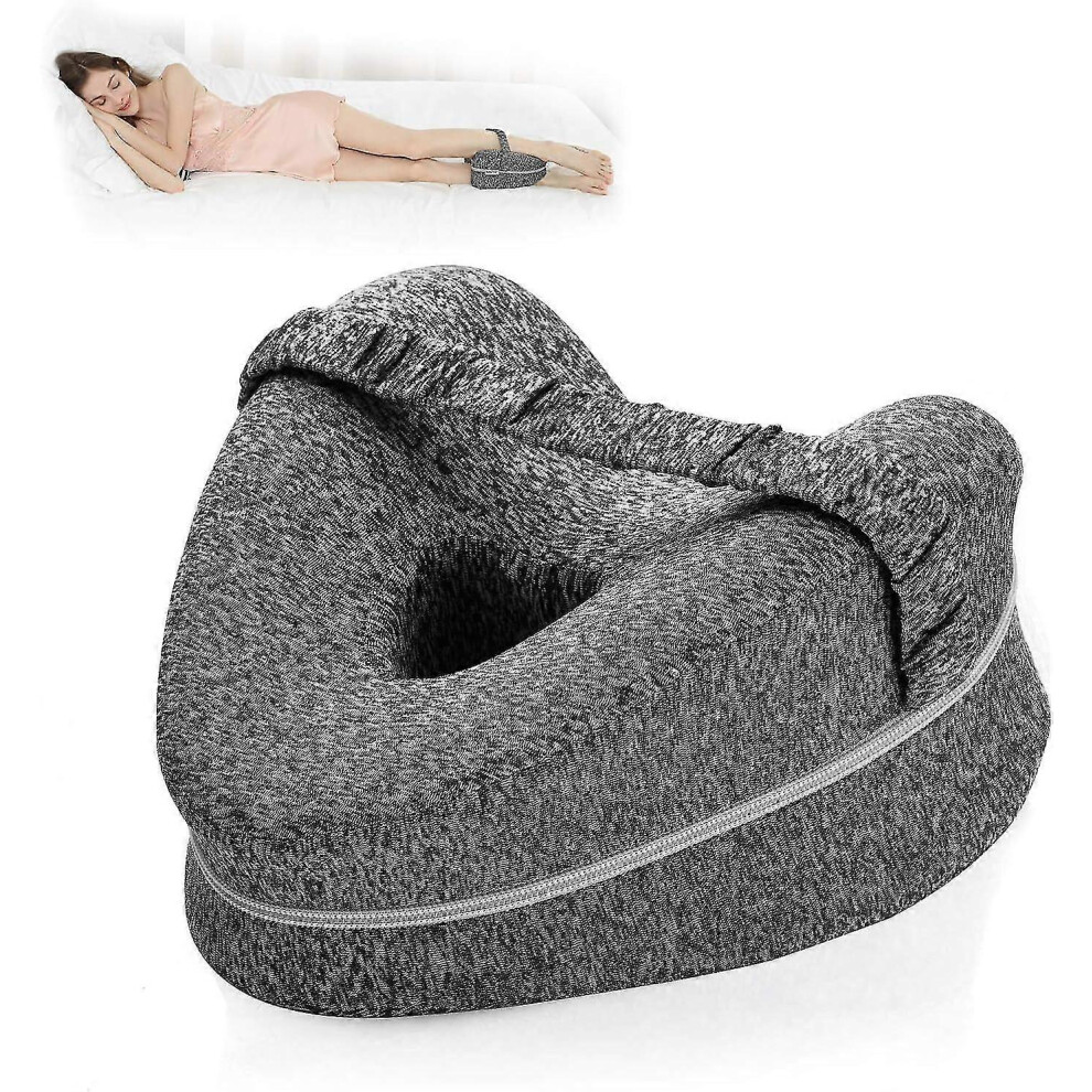 Leg Pillow, Ergonomic Side Sleeping Pillows, Memory Foam Knee Pillow with Strap for Side Sleeper, Leg Support Cushion
