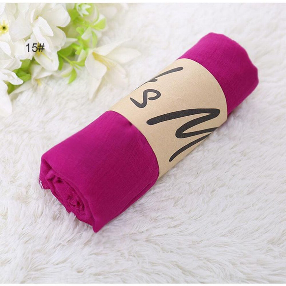 (15) 18050cm Women Acrylic Polyester Scarf Muslim Hijab Muffler Casual Long Plain Scarves