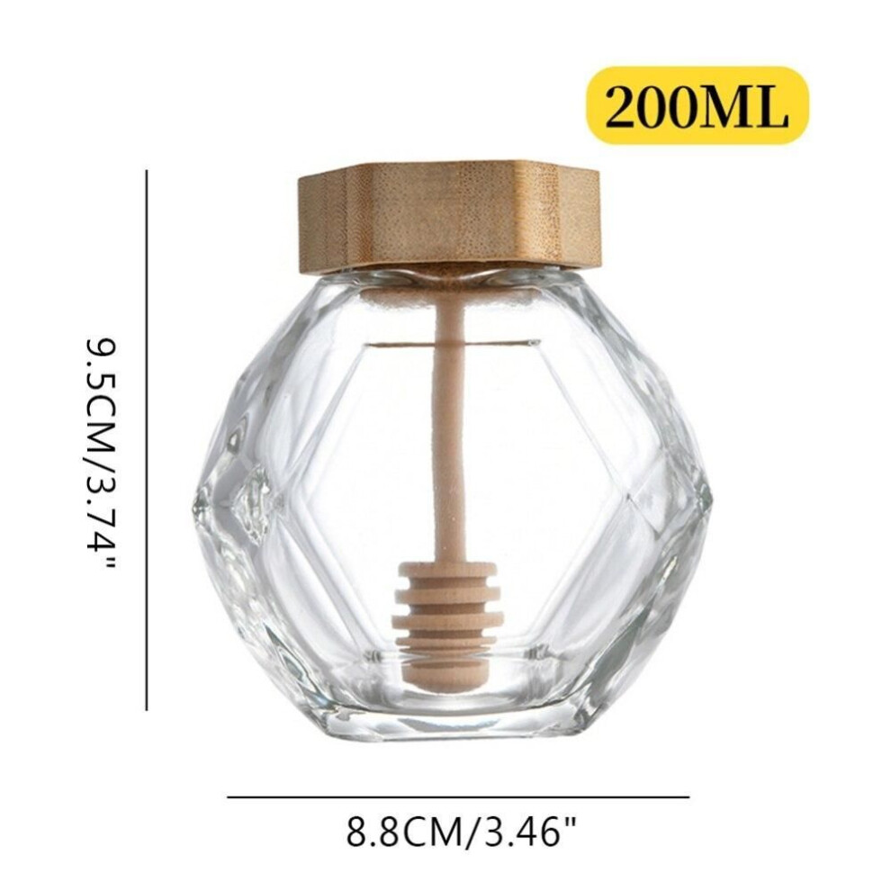 (clear) Six Ridges Glass Honey Jar With Stir Bar And Lid Syrup Jar 200ml/380ml Cork Cover Better Sealing Performance