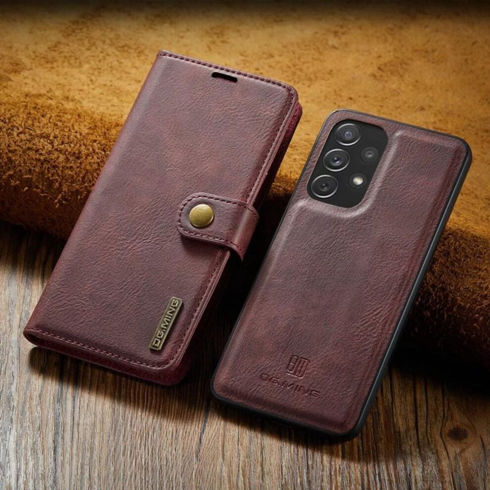 (Wine Oneplus 9) Business Genuine Leather Wallet Case For Iphone 13 12 11 Card Holder Strong Magnetic Flip Cover For Samsung S22 S21 S20 S10 A33 Red 6902778529674