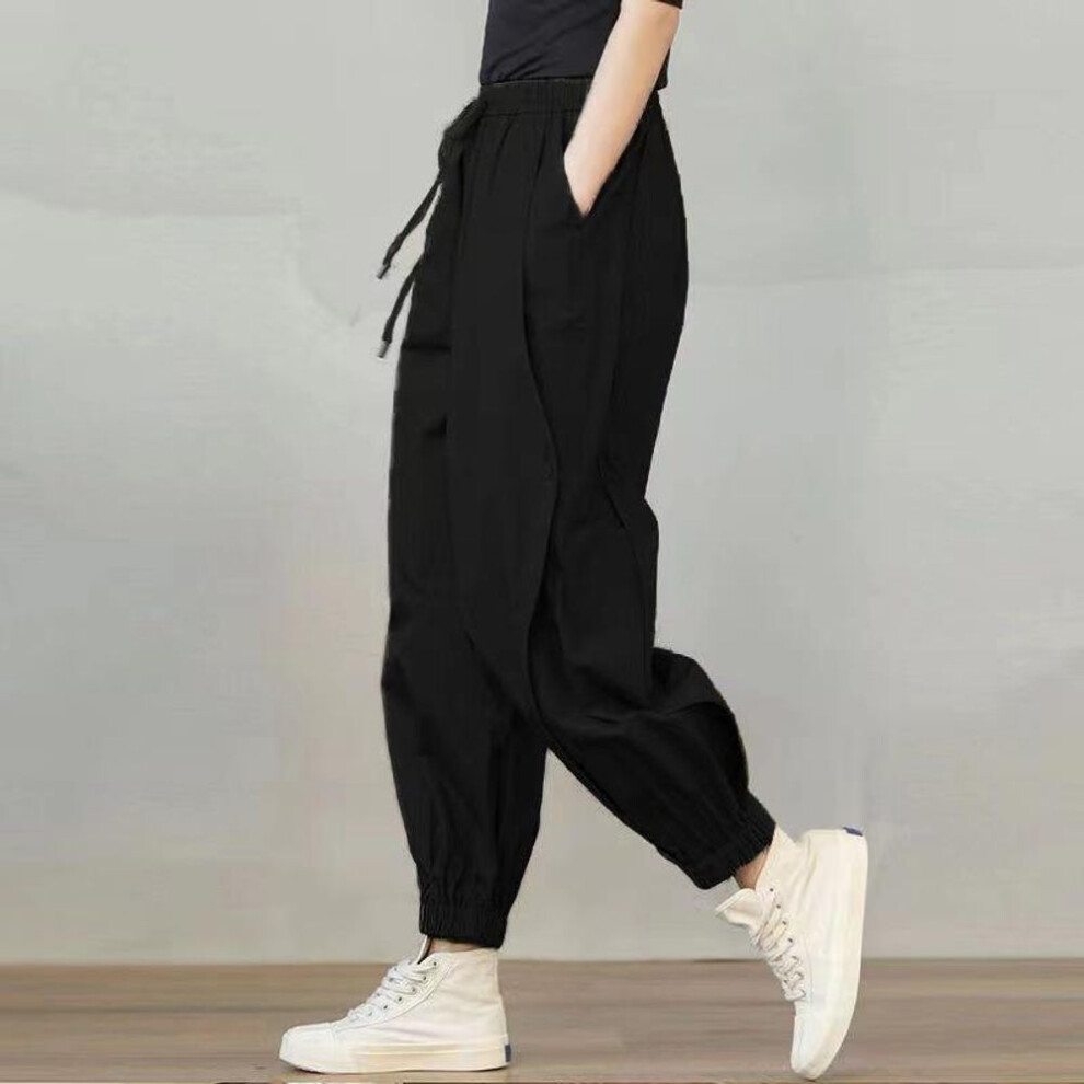 (black, XL) Spring Casual Women&apos;s Cargo Pants Fashion Streetwear Harem Joggers Ankle Length Oversize Loose Pants For Girls
