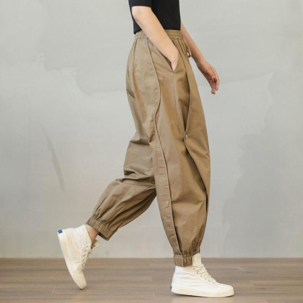 (khaki, XL) Spring Casual Women&apos;s Cargo Pants Fashion Streetwear Harem Joggers Ankle Length Oversize Loose Pants For Girls