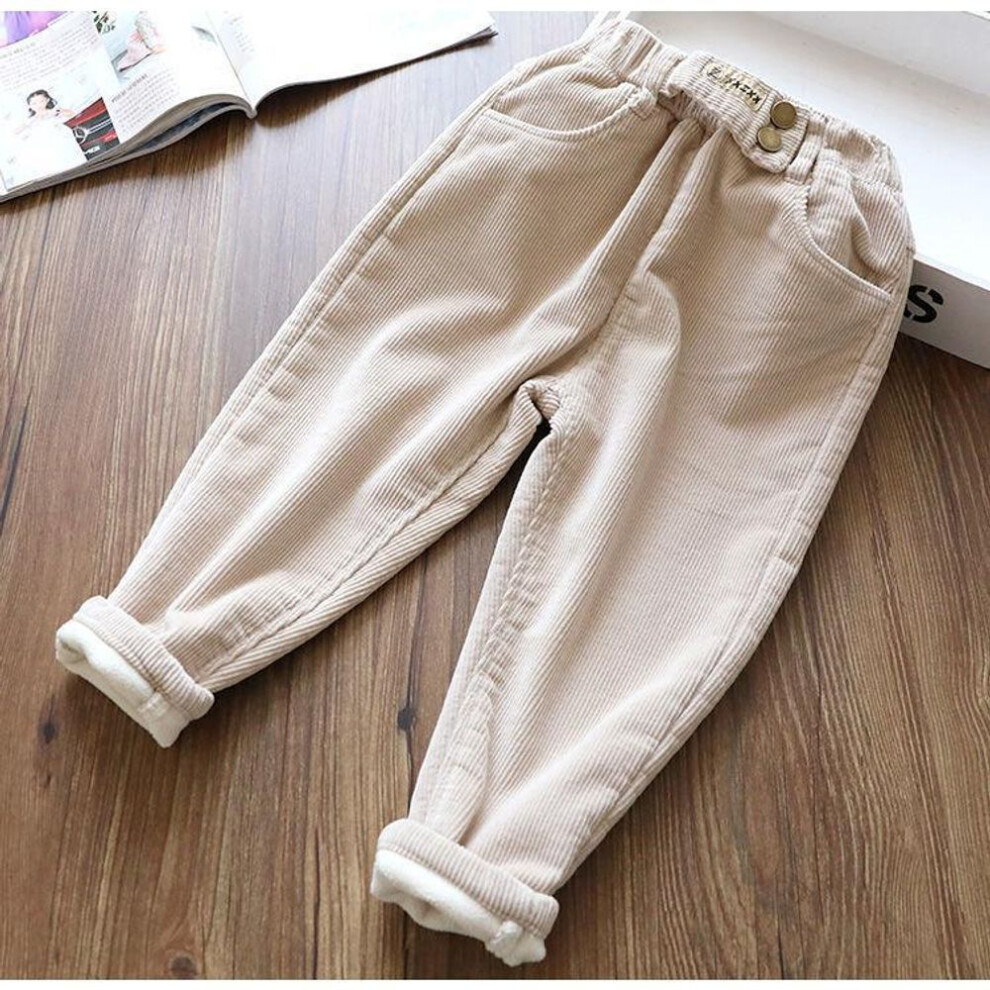 (beige, 110) Harem Pants Corduroy Children Outfits Tracksuit Winter Cotton Trousers Kids Outwear Pants Boys Girls Casual Warm Loose Pants