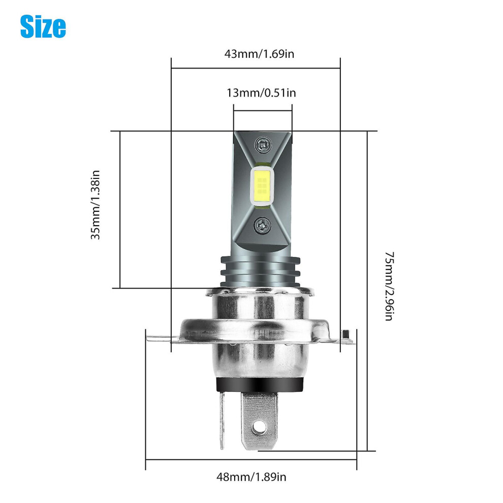 2Pcs H4 9003 Hb2 Led Head High Low Beam Bulbs Kit 20000Lm 6000K Light/White 5014561032429