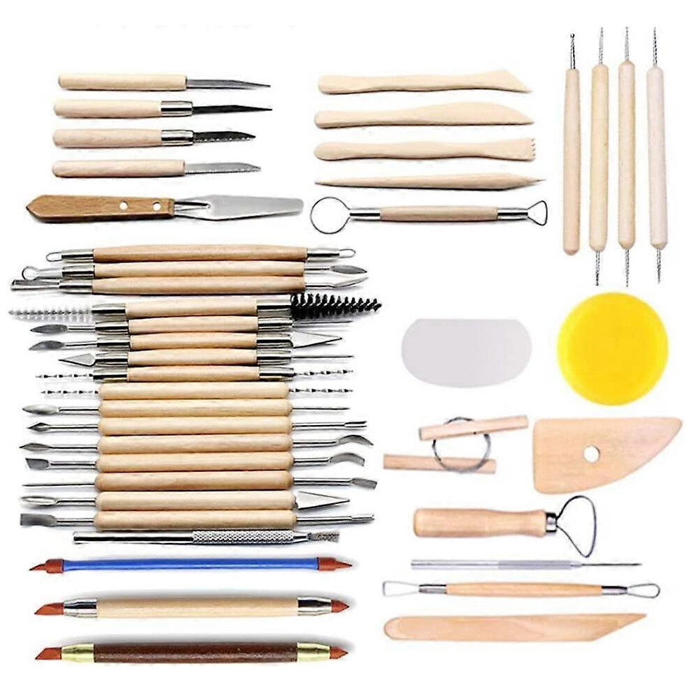 Pottery Clay Sculpting Tools, 42Pcs Wooden Pottery Carving Tool Set (D-583-A)