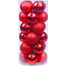 (red) Christmas Tree Ornament Baubles Tree Decorations, 24Pcs 6cm Christmas Balls (D-583-A)