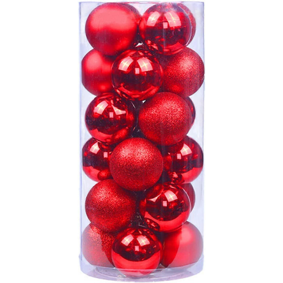 (Red) Christmas Tree Ornament Baubles Tree Decorations, 24Pcs 6Cm Christmas Balls (D-583-A) Red