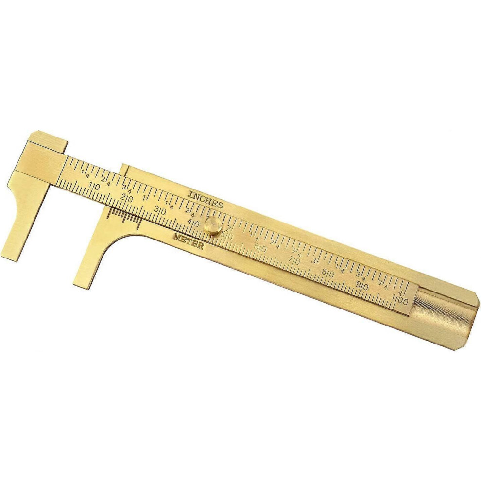 4 Inch Vernier Caliper, Brass Sliding Double Scale Handy Gauge Ruler Measuring Tool (D-583-A)