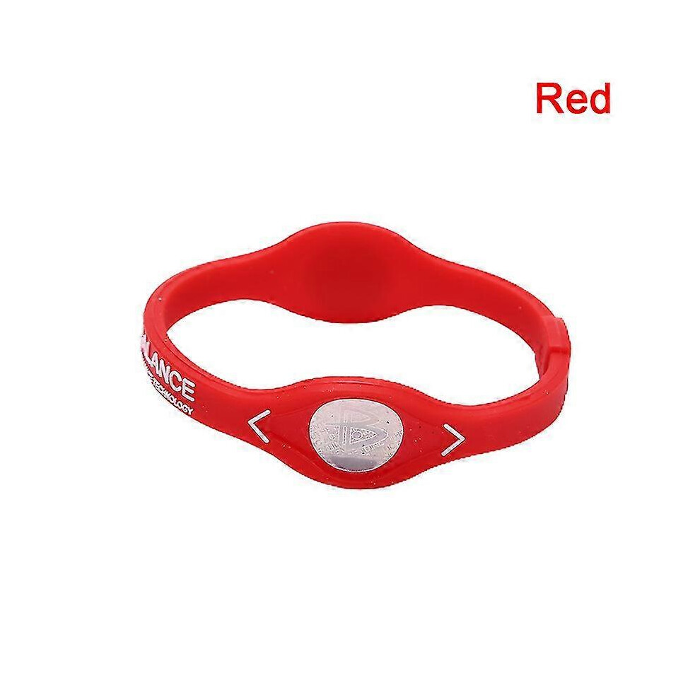 (Red) Power Balance Energy Health Bracelet For Sport Wristbands Ion Silicone Band Gift