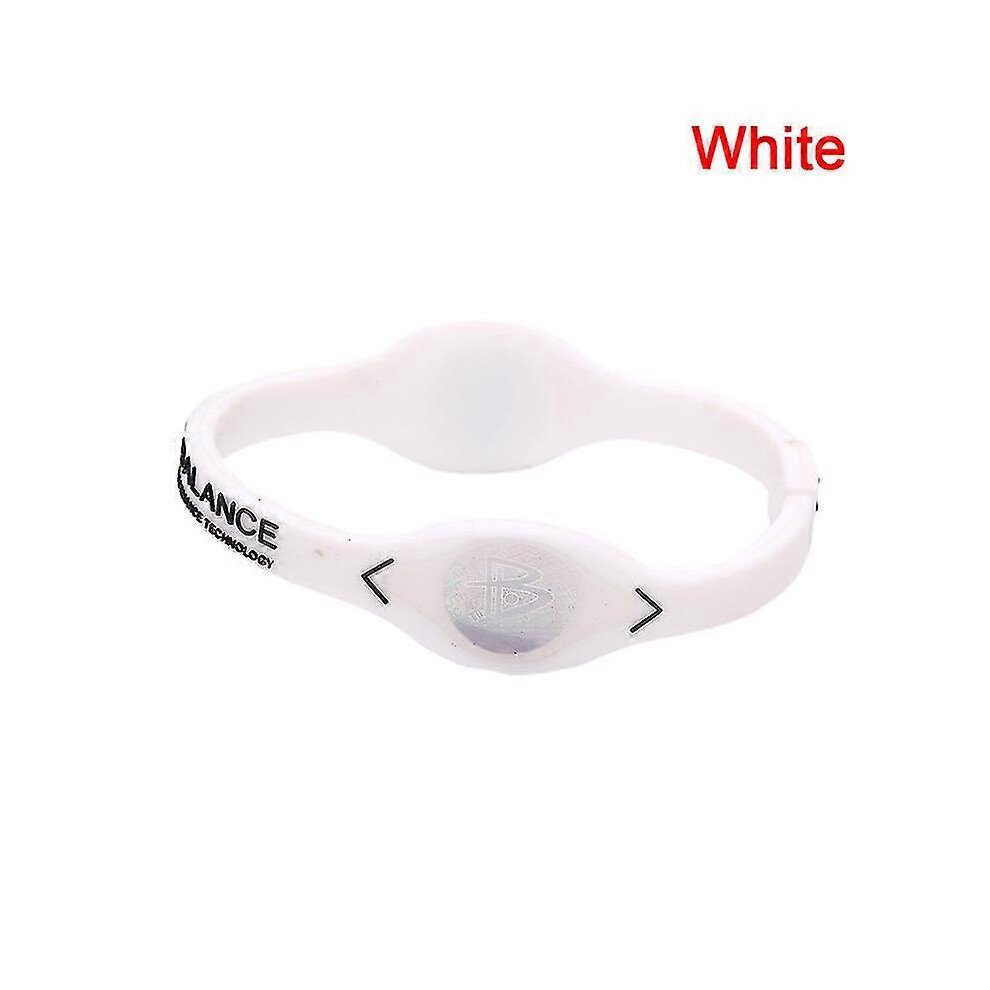 (White) Power Balance Energy Health Bracelet For Sport Wristbands Ion Silicone Band Gift