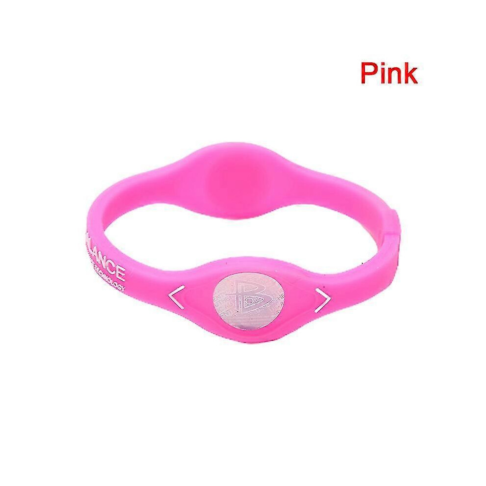 (Pink) Power Balance Energy Health Bracelet For Sport Wristbands Ion Silicone Band Gift