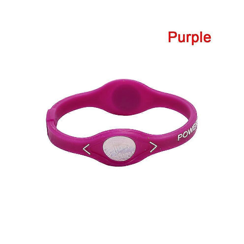 (Purple) Power Balance Energy Health Bracelet For Sport Wristbands Ion Silicone Band Gift
