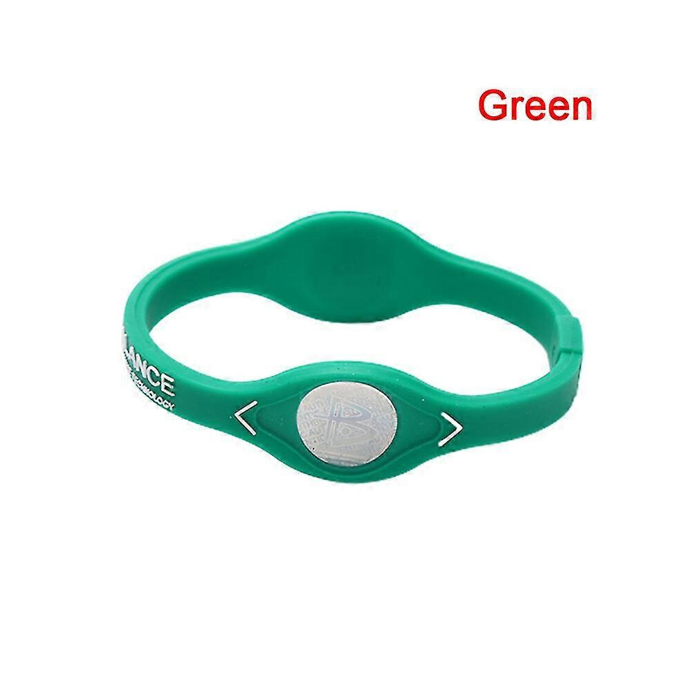 (Green) Power Balance Energy Health Bracelet For Sport Wristbands Ion Silicone Band Gift