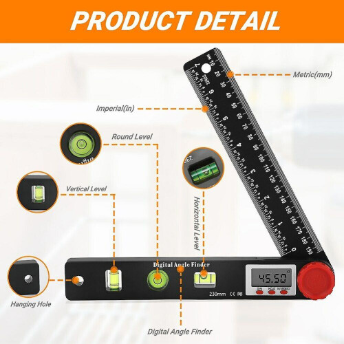 Digital Angle Finder Protractor 7 Inch Steel Measuring Ruler with LCD Display 2
