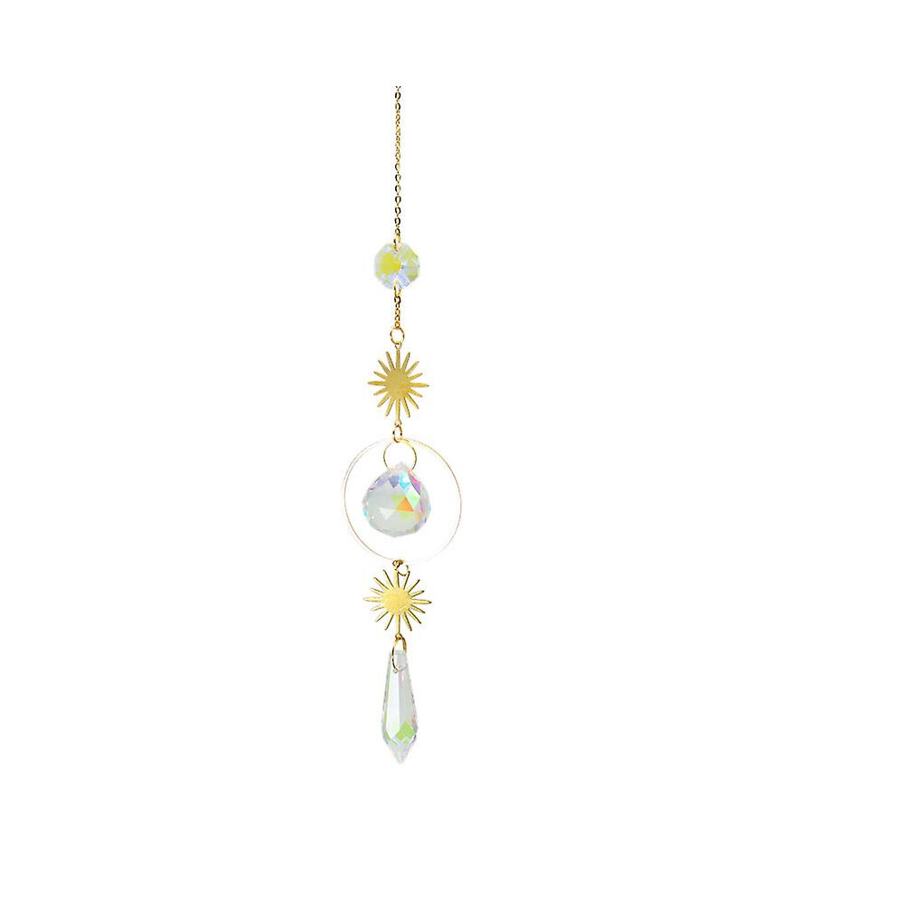 (4#29cm) Moon Sun Catcher Crystal Light Witchy Sun catcher Prism Rainbow Window Hanging